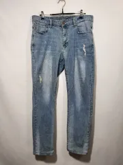 シリーズ ストレッチ ダメージ ライトブルー デニム ズボン