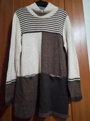 カシミヤ100 ボーダー柄 バイカラー ポケット ニット