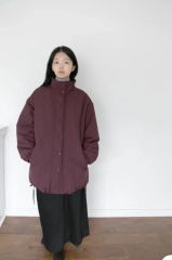現行 美品ギャザーショートブルゾンスタンドカラー ジップアップ 