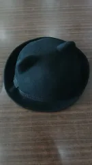 ZARA ザラ 黒色 バケットハット ウール 帽子 リボン 装飾 直径15-17cm