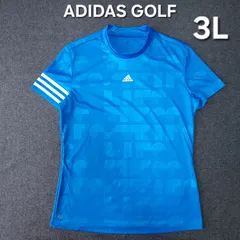 【👌値下げ交渉受付中】極美品 adidas GOLF 近年モデル モックネック 半袖 ゴルフポロシャツ OT 3L相当 ブルー 総柄 速乾 アディダスゴルフ レディース
