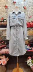 H&M(エイチアンドエム) ライトブルー デニム ロング丈ワンピース(55)