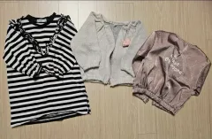 100サイズ 3枚まとめ (ボーダー柄 Tシャツ、ニット、カーディガン、ジャケット)