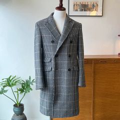 ラルディーニ ダブルチェスターコート ウールツィード グレンチェック