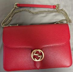 GUCCI SOHO ソーホー チェーン ショルダーバッグ フリンジ 赤 - メルカリ