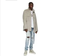 FEAR OF GOD フィアオブゴッド 6th オーバーサイズ ファー スウェード シャツ ジャケット グレーのサムネイル