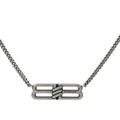 バレンシアガ BB ICON グルメット ネックレス ペンダント BB ロゴ アンティーク シルバー カラー GP BALENCIAGA 上品 洗練 高級感 シンプル 定番 人気 日常使いのサムネイル