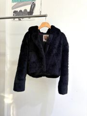 Vintage フェザーファージャケット ブラック×ホワイト グランジ 一点物 