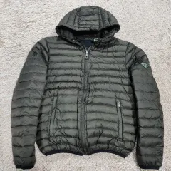 (ヴィンテージボックス) PRADA プラダ 正規品 フード 軽量 ダウン カーキ色 メンズ 48 サイズ