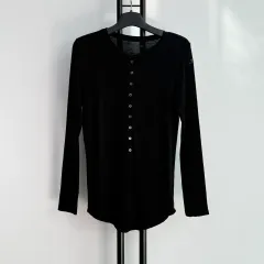正規品 ZADIG&VOLTAIRE ザディグ・エ・ヴォルテール ブラック ヘンリーネック Tシャツのサムネイル