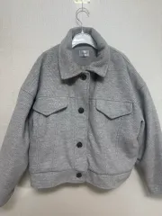 グレー ルーズフィット ポケット ショートコート