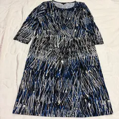 TALBOTS ワンピース Lサイズ 総柄 半袖 ひざ丈 ストレッチ 大人 上品 きれいめ