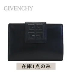 【中古】GIVENCHY ジバンシィ がま口財布 キーホルダー付き レディース ブラック ゴールド金具 黒 レザー 二つ折り財布 コンパクトウォレット ミニ財布 小銭入れ フラップウォレット