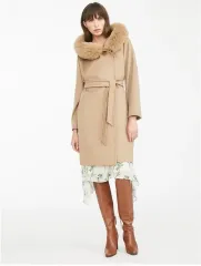 MAX MARA フードファーハーフコート キャメル (55-66サイズ)
