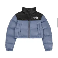 (W) ザノースフェイス Nuptse ヌプシ ショート ジャケット ポーク ブルー S サイズ