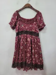 新品) axes femme フラワー ミニ ワンピース バーガンディ