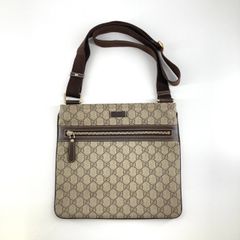 美品】GUCCI グッチ ショルダーバッグ GGキャンバス×レザー ☆安心鑑定