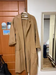 新品 キャメル ベルト付き ロング コート