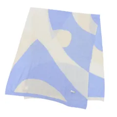 未使用品▲cashmika カシミカ カシミヤ100％ ロゴタグ付き マフラー ストール ライトブルー オフホワイト F レディース 定価63,800円