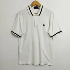 FRED PERRY フレッドペリー 半袖 ポロシャツ ライン コットン スキンズ パンク イングランド製 VINTAGE 古着 ホワイト 40 D757
