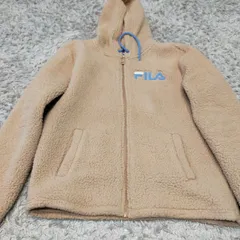 n68 【FILA】ボアフリースジャケット ベージュ フード付き　sサイズ