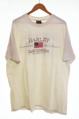 ハーレーダビッドソン Harley-Davidson 90's USA製 Vintage Motorcycles T-Shirt ヴィンテージ モーターサイクル Tシャツ 星条旗 刺繍 XL Tシャツ ホワイト LLサイズ 103MT-4454