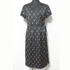 美品 HYSTERIC GLAMOUR ヒステリックグラマー HYS MONOGRAM柄 カシュクールワンピース 01201AO04 F ブラック レディース 古着 中古 USED