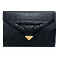 YVES SAINT LAURENT　イヴサンローラン　バッグ　クラッチ　ミニバッグ　レザー　ゴールド金具　ヴィンテージ　ブラックのサムネイル
