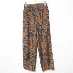 美品 muller of yoshiokubo ミュラーオブヨシオクボ ウィグルラインパンツ グラフィックプリント MLF21412 サイズ36 オレンジ レディース 古着 中古 USED