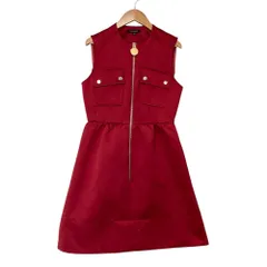 美品 TARA JARMON タラジャーモン ノースリーブ ミニワンピース サイズ36 レッド レディース 古着 中古 USEDのサムネイル