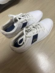 LACOSTE ホワイト キャンバス デッキシューズ - メルカリ