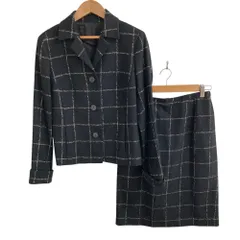 BURBERRY LONDON バーバリーロンドン シルクブレンド ウール ジャケット スカート セットアップ スーツ サイズ40 ブラック レディース 古着 中古 USEDのサムネイル