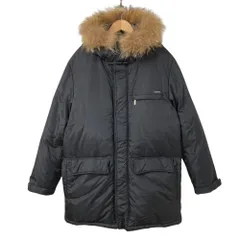 BURBERRY BLACK LABEL バーバリーブラックレーベル 裏地ノバチェック ファー ダウンコート サイズL ブラック メンズ 古着 中古 USED