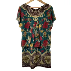 美品 VIVIENNE TAM ヴィヴィアンタム フラワープリント パワーネット ワンピース サイズ0 グリーン レディース 古着 中古 USEDのサムネイル