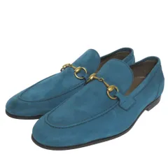 新品同様 GUCCI グッチ MTO Horsebit Loafer ヨルダーン ヌバックレザー ホースビットローファー シューズ 7.5 26.5cm ターコイズブルー メンズ 古着 中古 USED