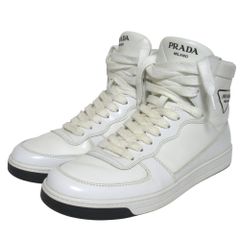 PRADA 三角プレート ハイカットスニーカー ホワイト 8.5 - メルカリ