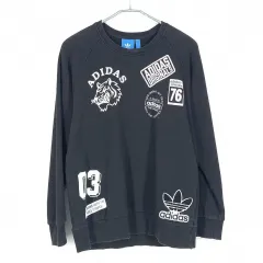 アディダス メンズ 秋冬 ロゴ CREW SWEAT スウェット ブラック (HU42716)