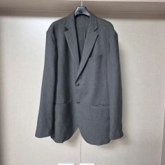 超美品 ボリオリ メタルボタン調 春夏 ウール ブレザー 48R グレー 段 