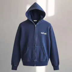 80sヴィンテージ USA古着 YKKジッパー カレッジプリント フェード パーカー ナス紺のサムネイル