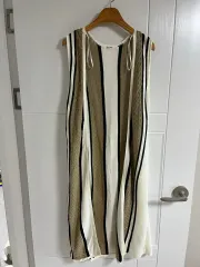 (日本ヴィンテージ)ロング レース ベスト ニット カーディガン L