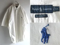 希少 90S-00sビンテージ Ralph Lauren ラルフローレン CLASSIC FIT ポロロゴ刺繍 半袖 コットンツイル BDシャツ LT 大きいサイズ USA企画