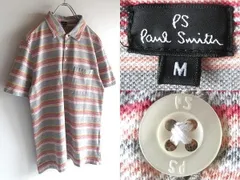 PS Paul Smith ポールスミス ロゴボタン コットン 鹿の子 マルチボーダー ポロシャツ M グレー 日本製 ジョイックス正規品