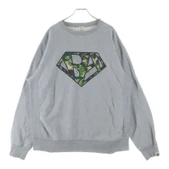 A BATHING APE (アベイシングエイプ) 00s ロゴ ラインストーン クルーネック スウェットトレーナー グレー
