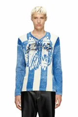 DIESEL ブルー ストライプ 長袖 Tシャツ