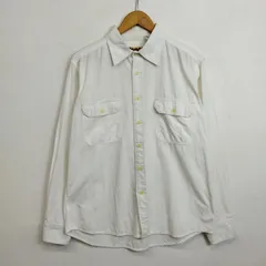 80s CAMCO カムコ ワークシャツ 長袖 コットン 胸ポケット 古着 VINTAGE ホワイト M D778