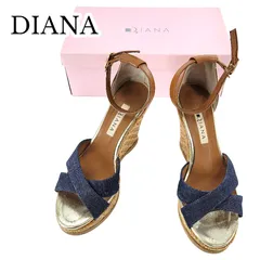 DIANA ダイアナ クロスストラップサンダル オープントゥ ウェッジソール デニム素材 ストラップ ヒール M レディース サマー