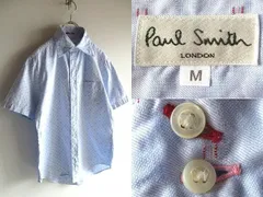 希少 90sビンテージ Paul Smith LONDON ポールスミス コットン 格子柄 チェック ジャガード 半袖 シャツ M サックスブルー