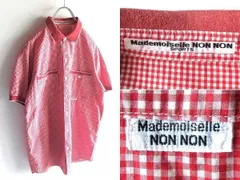 Mademoiselle NON NON SPORT マドモアゼルノンノン ミニロゴワッペン リブ襟 ギンガムチェックシャツ FREE レッド ホワイト