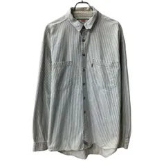 90s Levi's 長袖 ストライプシャツ XL ホワイト リーバイス ボタン 90年代 ストライプ柄 胸ポケット コットン 長袖シャツ 春物 a804-6618のサムネイル
