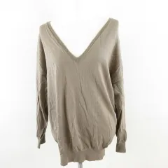 アダムエロペ Adam et Rope' ニット カットソー 長袖 Vネック 茶 38 *A646